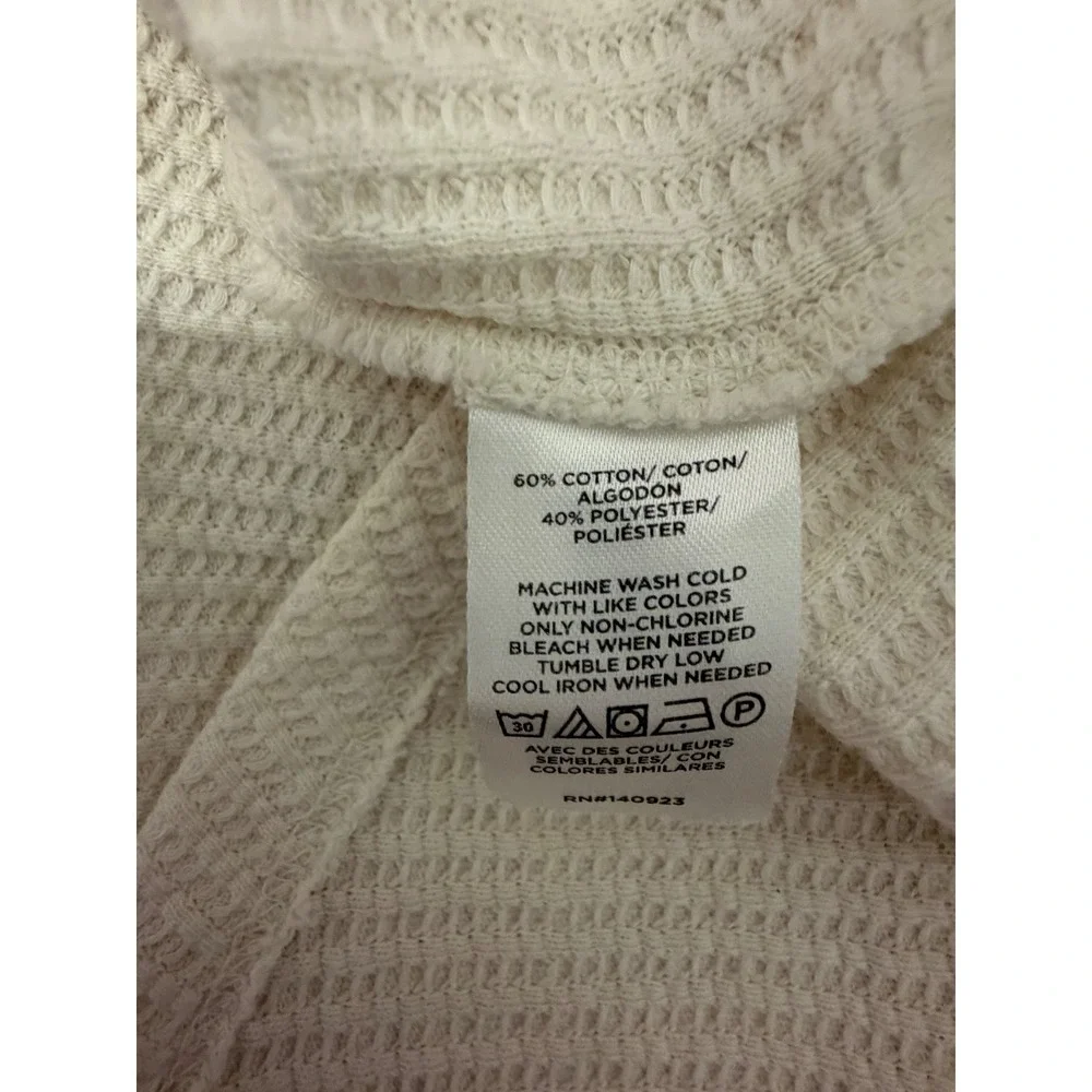 LOFT Outlet Waffle Knit Button Down Shirt Cream Off White XL Long Sleeve Shacket